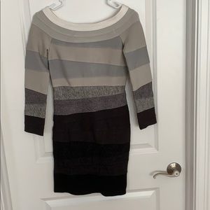 BQueen Asymmetrical Ombré Stripe Bandeau Dress